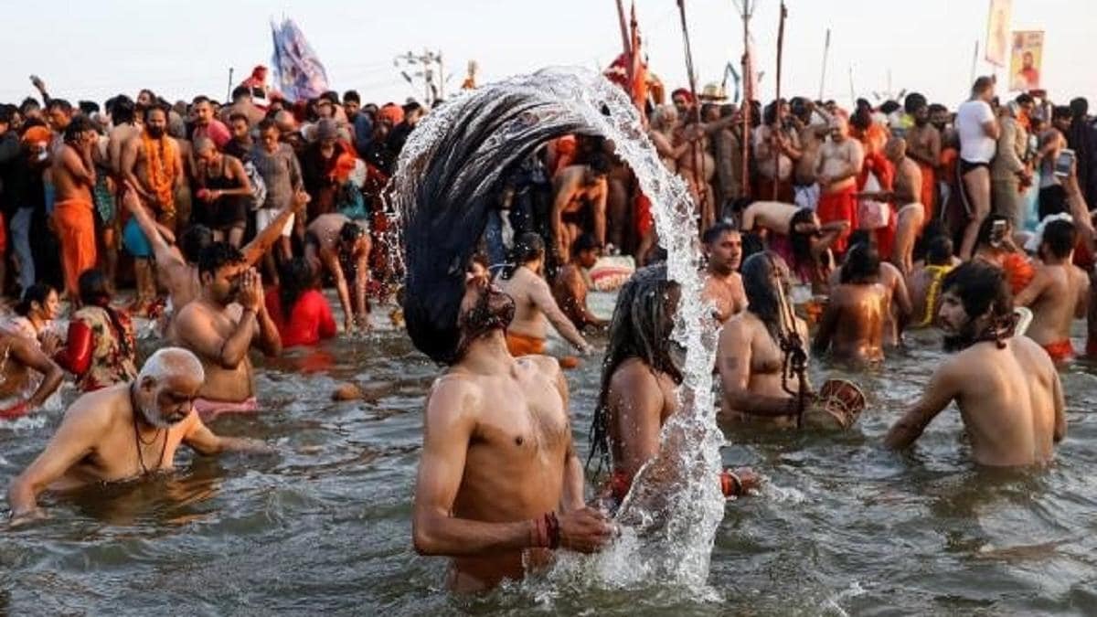 Sadhu Bathing in Kumbha